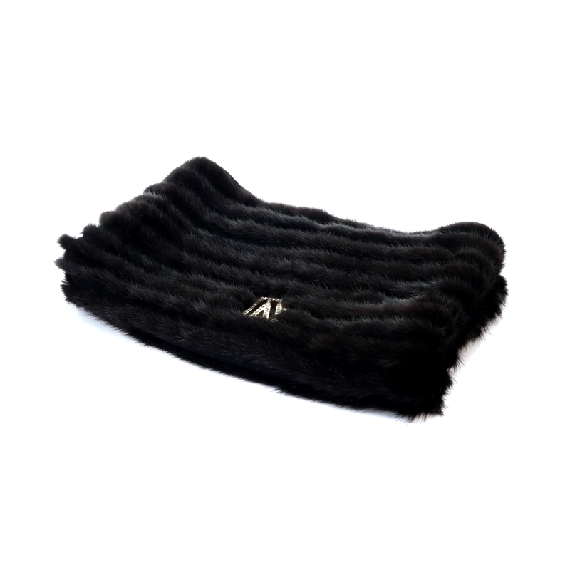 ルイヴィトン LOUIS VUITTON スヌードディーバ マフラー ミンク 黒  