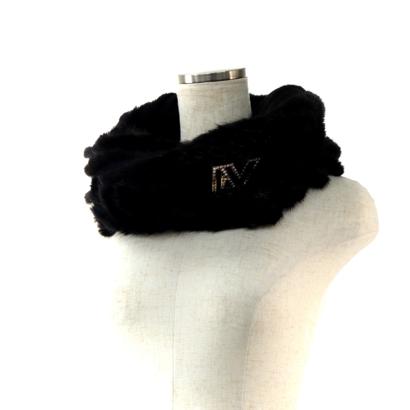 正規店購入 ルイヴィトン 極上ウールマフラー黒 箱付き 手ごわい 