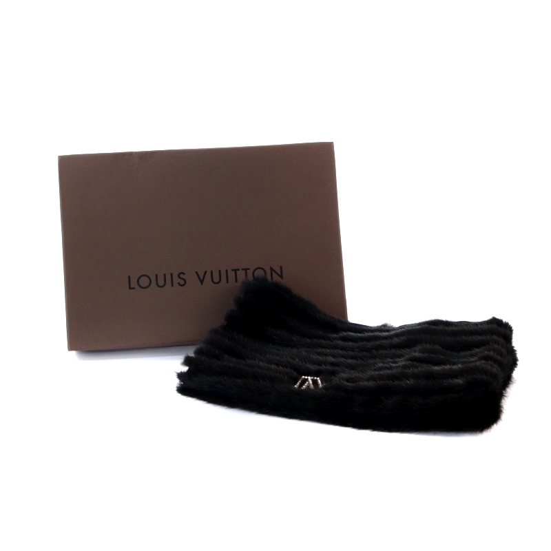 ルイヴィトン LOUIS VUITTON スヌードディーバ マフラー ミンク 黒  