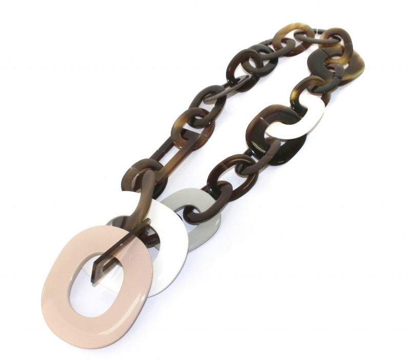 エルメス HERMES ダンカン バッファローホーン ネックレス チェーン 茶 ブラウン 白 ホワイト アクセサリー /DK ■OH レディース HERMES エルメス ダンカン ネックレス バッファローホーン レディース