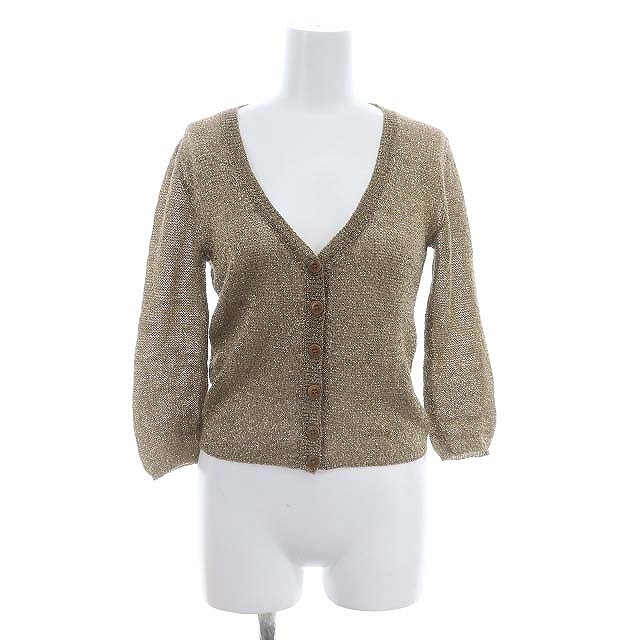 ミュウミュウ miumiu ラメ糸 ローゲージ ニットカーディガン 七分袖 40  