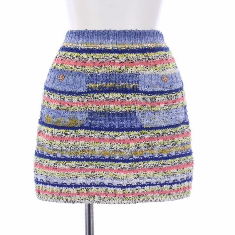シャネル CHANEL 21SS マルチツイード ミニスカート イージー 台形  