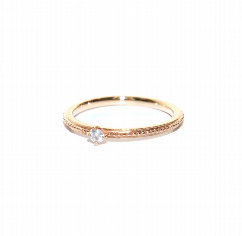 アガット agete K10 0.03ct 一粒 ダイヤ リング ピンキーリング 指輪 3 