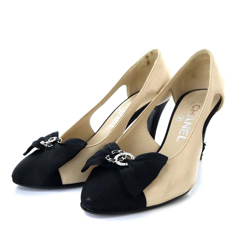 シャネル CHANEL パンプス ハイヒール ココマーク リボンモチーフ  