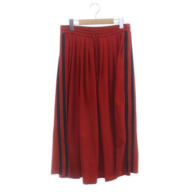 グッチ GUCCI サイドライン プリーツロングスカート フレア XS 赤  