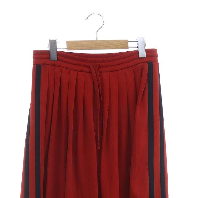 グッチ GUCCI サイドライン プリーツロングスカート フレア XS 赤 