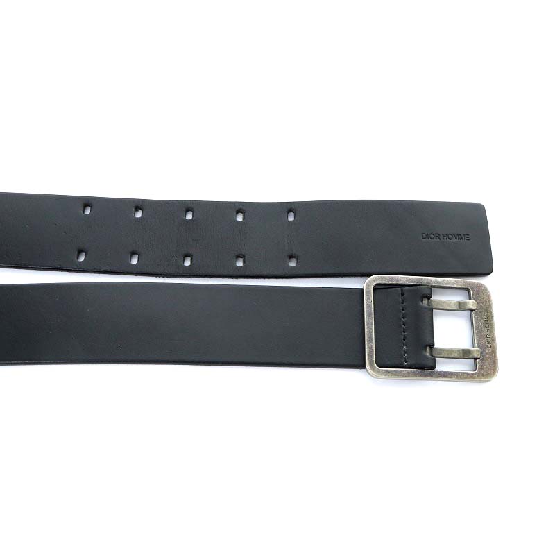 ディオールオム Dior HOMME ベルト ダブルピン レザー 80 黒 ブラック 