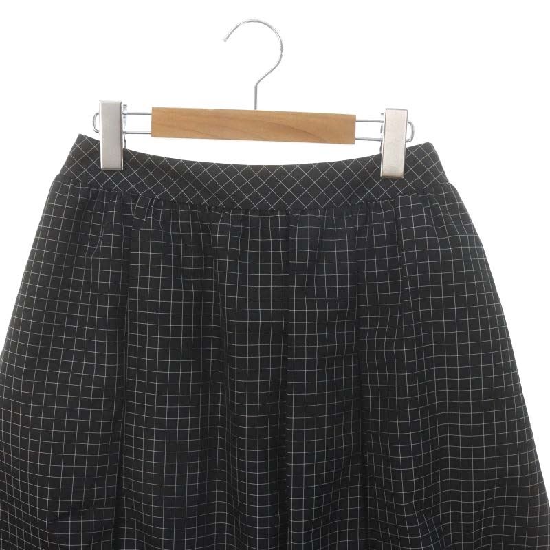 ルネ Rene TISSUE バルーンスカート ひざ丈 チェック 36 黒 白  