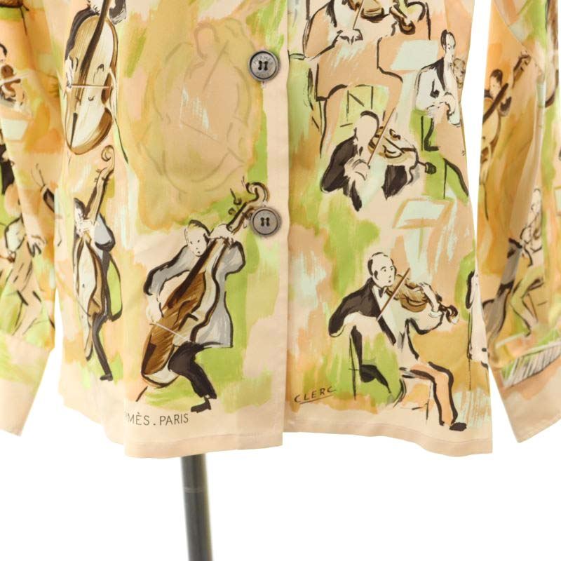 エルメス HERMES コンチェルトシルクシャツ CONCERTO ブラウス 長袖 総 