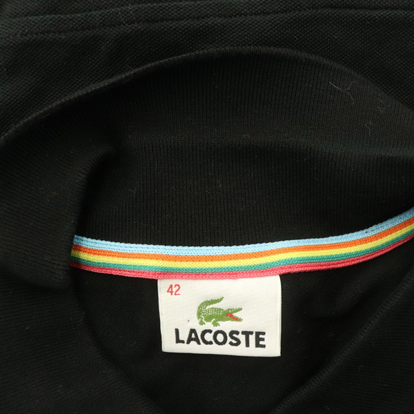 LACOSTE ロゴ刺繍 ストレッチポロワンピース ラコステ LACOSTE ポロワンピース ミニ 半袖 ロゴ刺繍