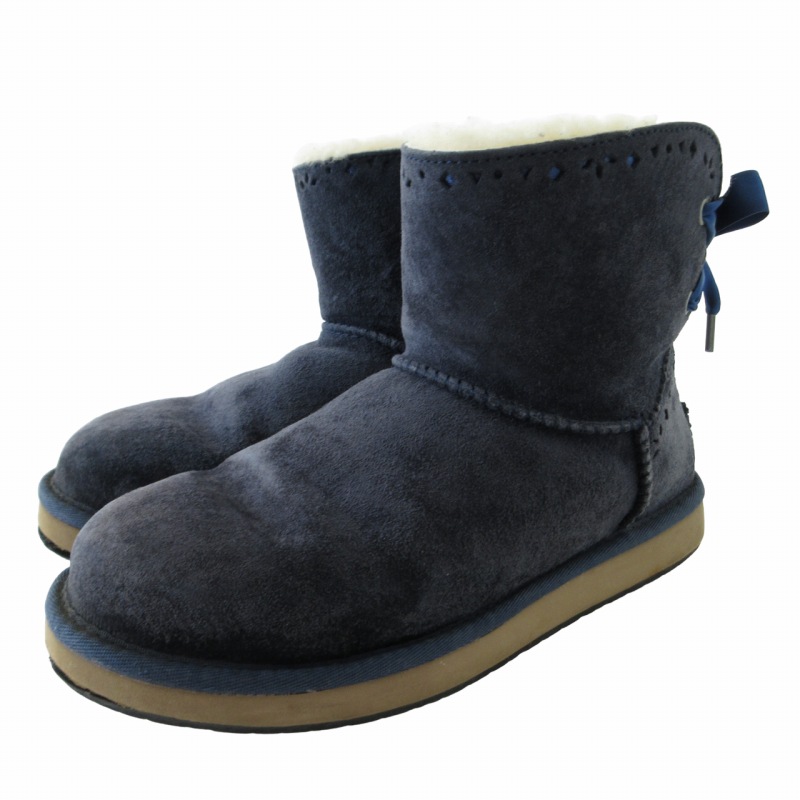 アグ UGG ムートンブーツ ショートブーツ リボン 1010285 青系 ブルー 