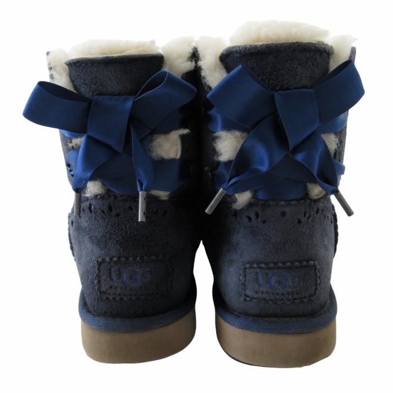 UGG アグ ネイビー？ 青？ りぼん UGG ネイビー モカシン リボン付き