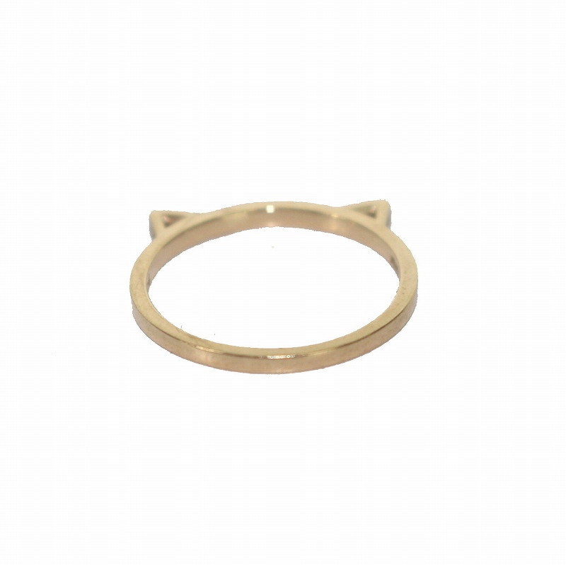 アーカー猫耳デザイン ゴールドリング アーカー AHKAH キトゥンリング 指輪 猫耳 ダイヤモンド 0.04ct