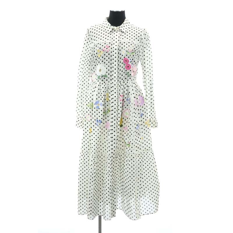 chesty フラワーバード刺繍シャツワンピース