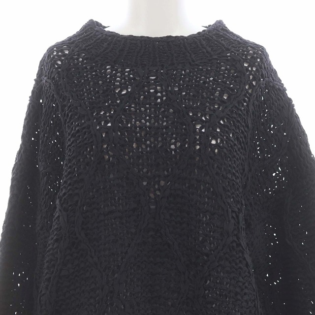 アンスリード UN3D. 23SS Gourd pattern hand-knitted クルーネックニット セーター 長袖 透かし編み 1 黒 ブラック US2336 /DO ■OS ■SH アンスリード UN3D. 23SS Gourd pattern hand-knitted クルー