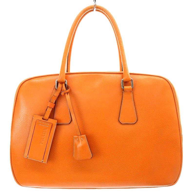 PRADA オレンジ サフィアーノレザー ハンドバッグ 【公式通販】
