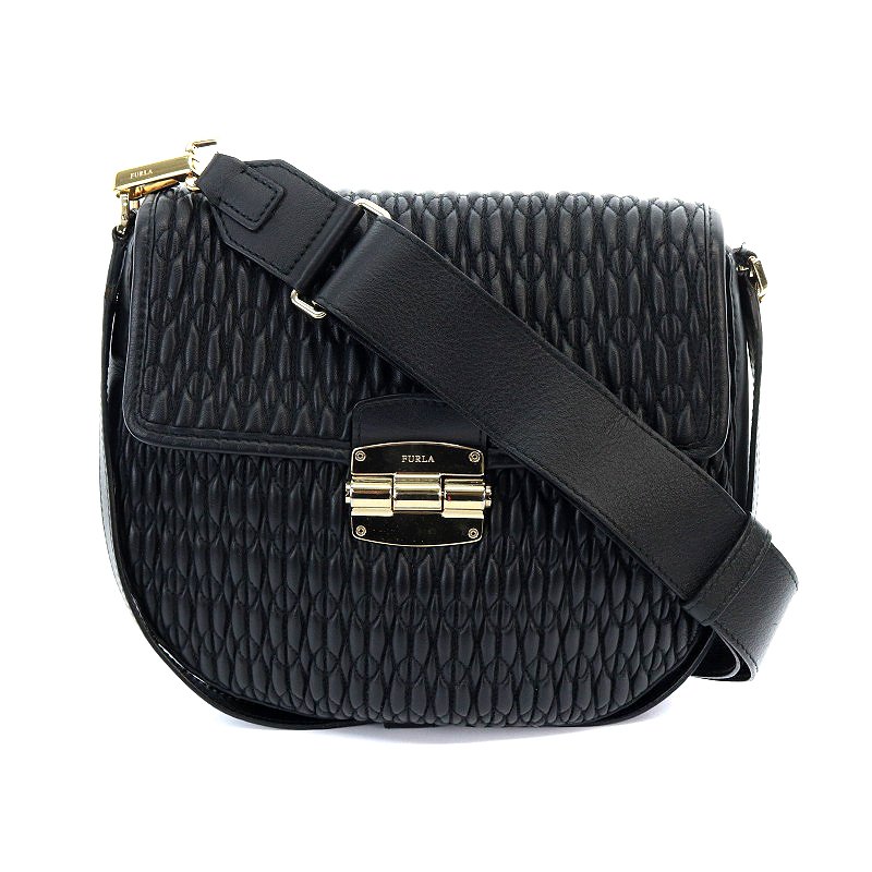 フルラ FURLA クラブミニ ショルダーバッグ キルティング レザー 黒 