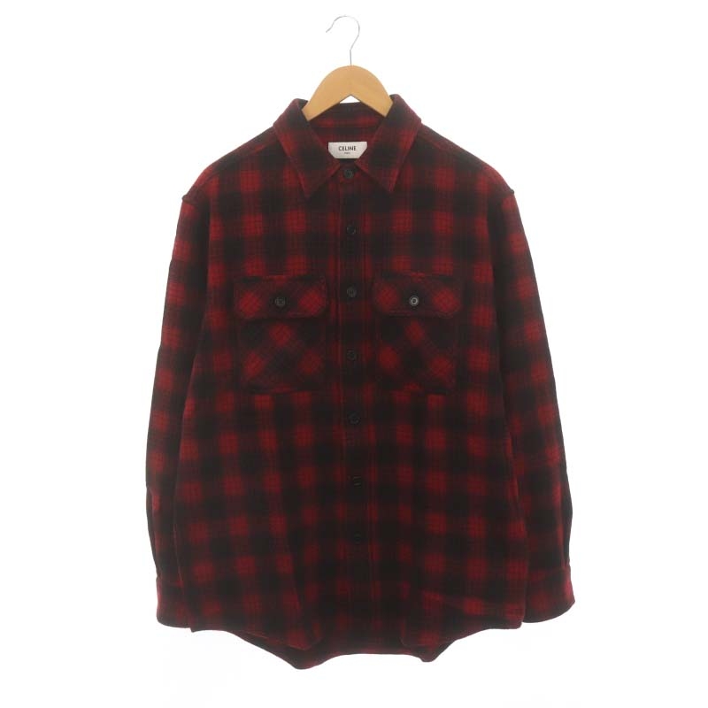 セリーヌ CELINE by Hedi Slimane 22AW ルーズシャツ チェック ウール 