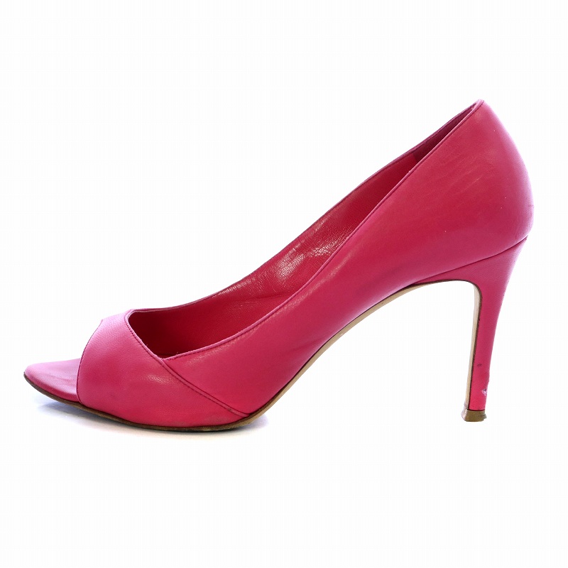 ミュウミュウ miumiu パンプス オープントゥ ハイヒール レザー 38.5 