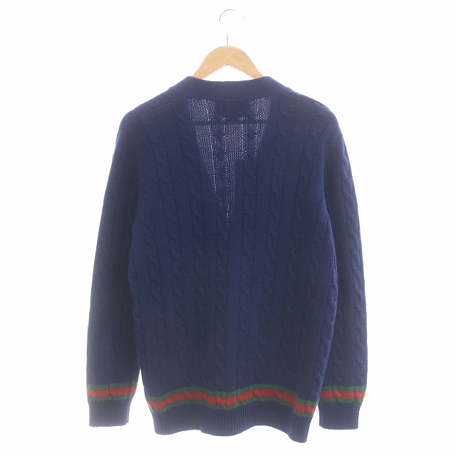 グッチ GUCCI ウェブ ストライプ付き ケーブルニット カーディガン 