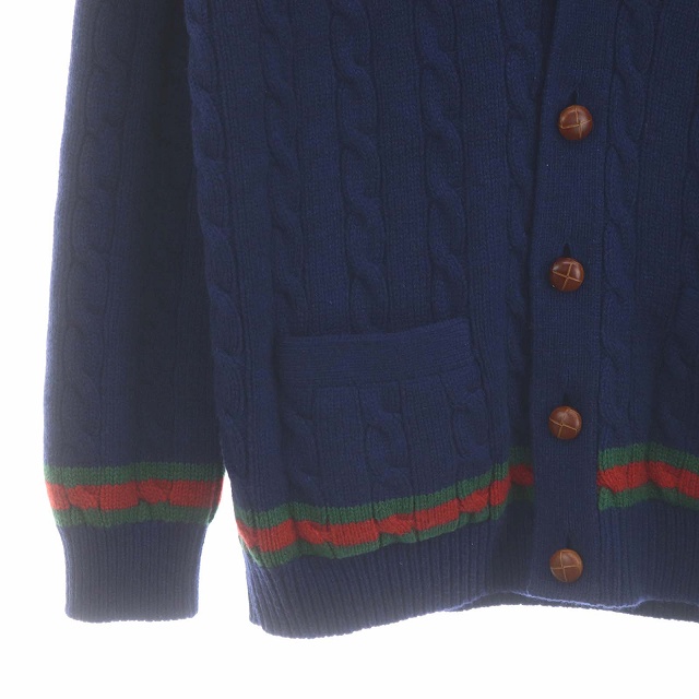グッチ GUCCI ウェブ ストライプ付き ケーブルニット カーディガン 