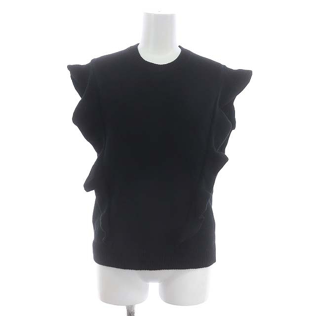 クロエ CHLOE カシミヤ フリルノースリーブニット セーター S 黒 