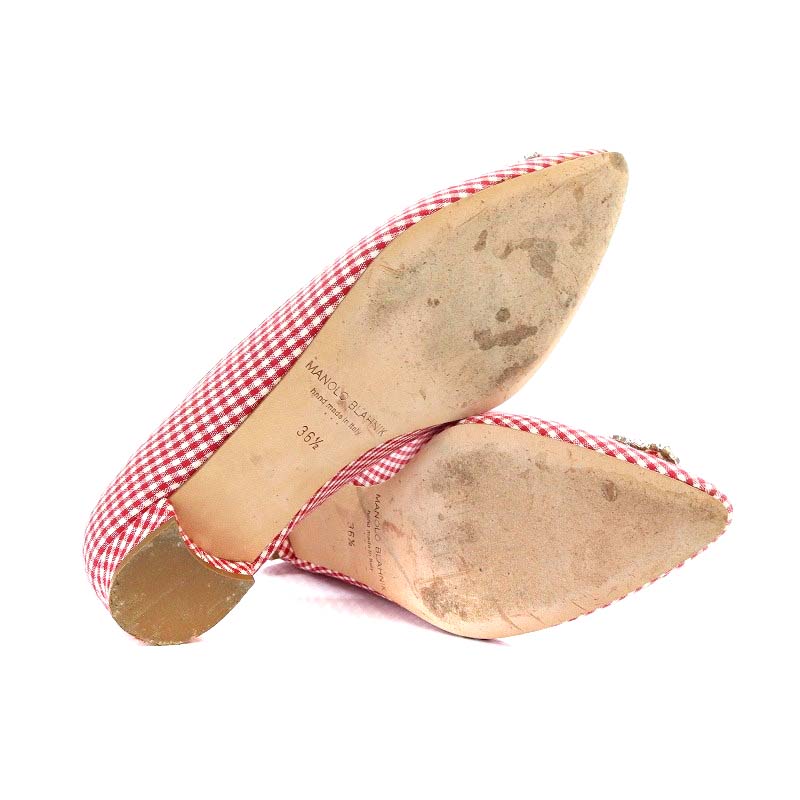 MANOLO BLAHNIK ハンギシ フラットシューズ 36 ピンクベージュ マノロ