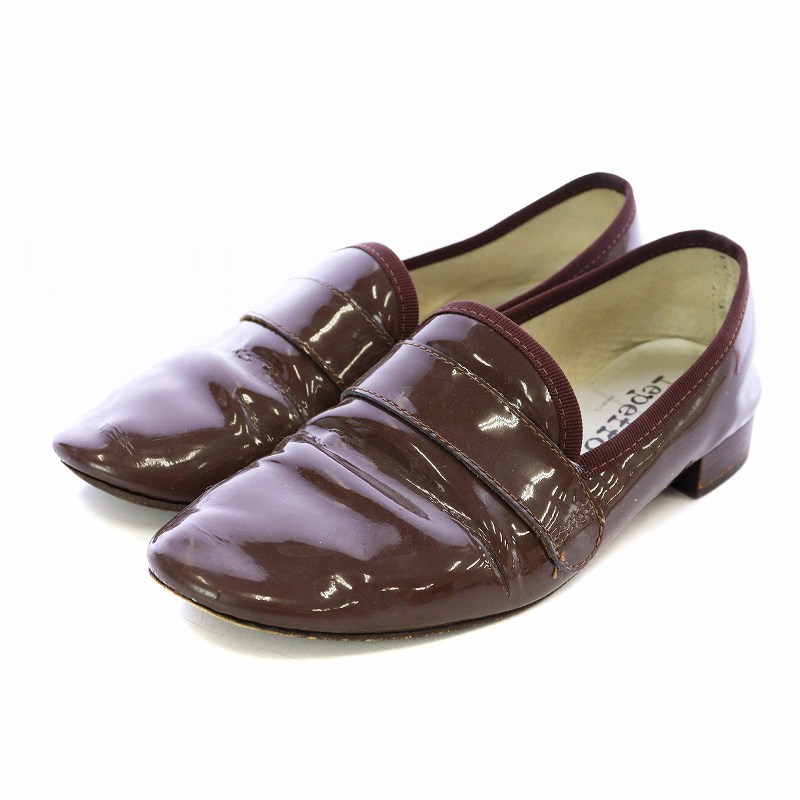 値下げRepetto グレー ジュローファー エナメル仕上げ39.5（24.5） レペット Repetto シューズ ローファー ラウンドトゥ フラット