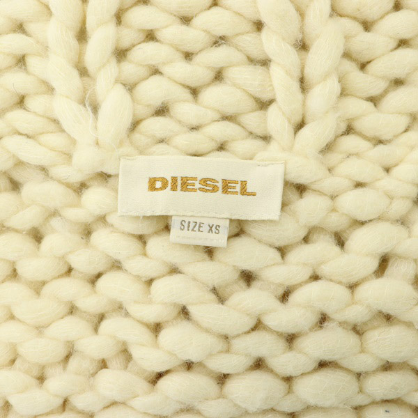 DIESEL ニットベスト XS チェーンアクセ付 ディーゼル DIESEL ニットショートジレ ベスト 前開き チェーン