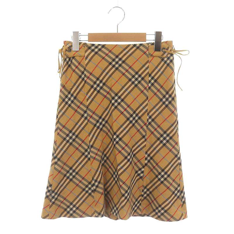 【超美品♪】　バーバリーブルーレーベル　ウールスカート　オレンジチェック BURBERRYS ブルーチェック膝丈スカート 7AR BURBERRY BLUE