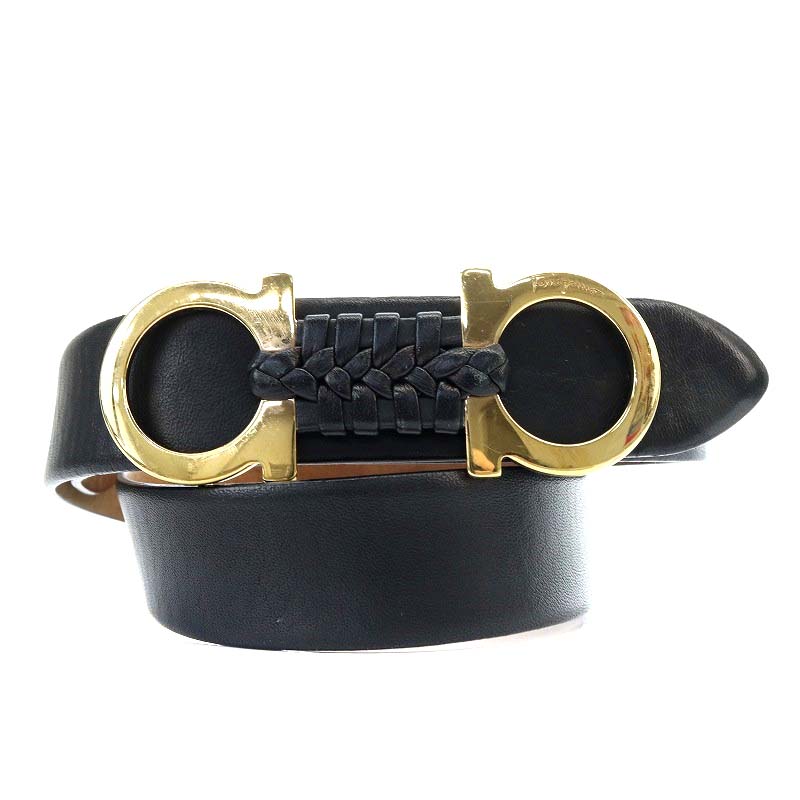 Salvatore Ferragamo 黒ベルト ゴールドバックル フェラガモ ferragamo