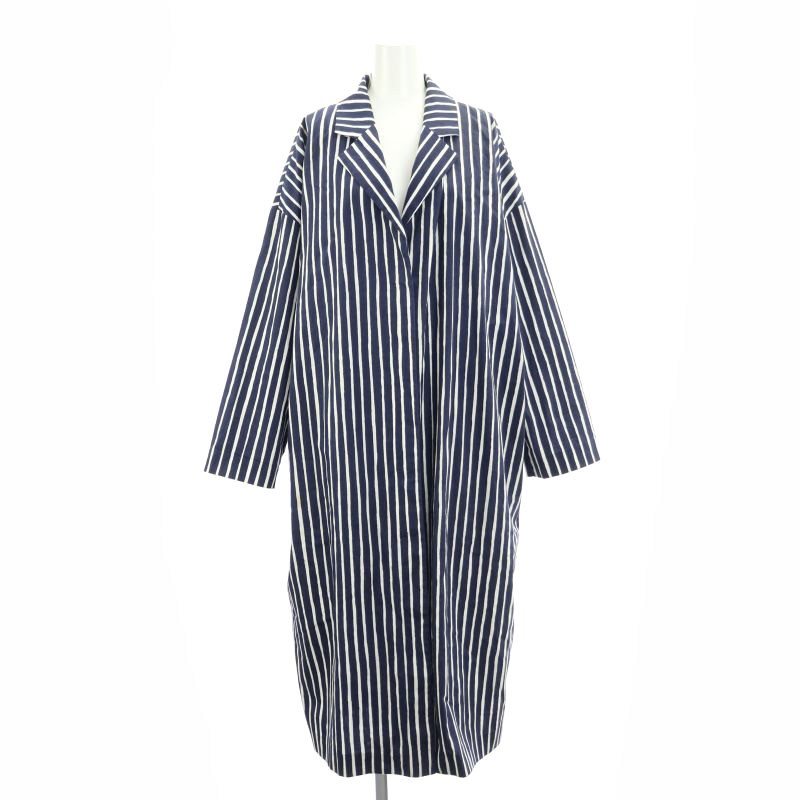 マリメッコ marimekko ストライプ コットン スプリングコート ロング S 