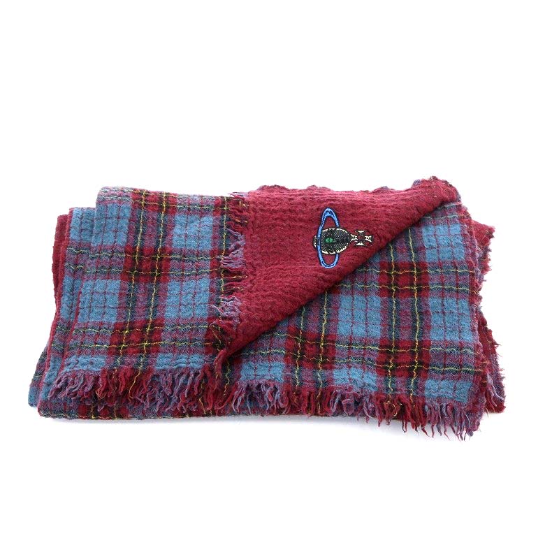 Vivienne Westwood タータンチェックウールマフラー オーブ 