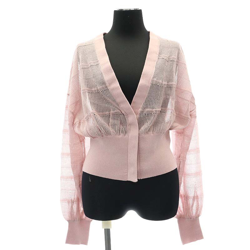 ファーファー furfur シアー ショートカーディガン 長袖 Vネック  