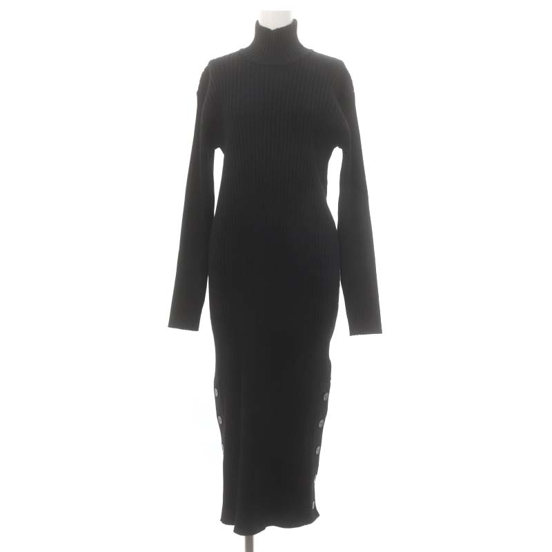 ノーブル NOBLE ノーブル バイカラーリブニットサイドボタンワンピース  