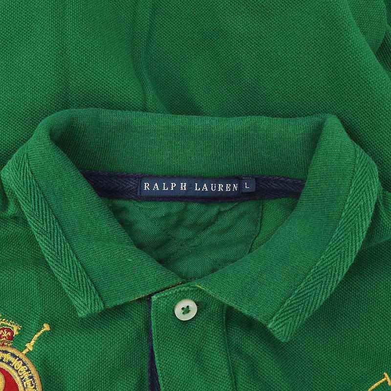 90s　ラルフローレン　長袖ポロシャツ　ビッグポニー刺繍 緑 ラルフローレン RALPH LAUREN 長袖 ポロシャツ ビッグポニー L 緑