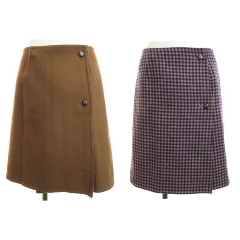 イエナ IENA Wフェイスリバーシブルミッドカーフスカート チェック柄  