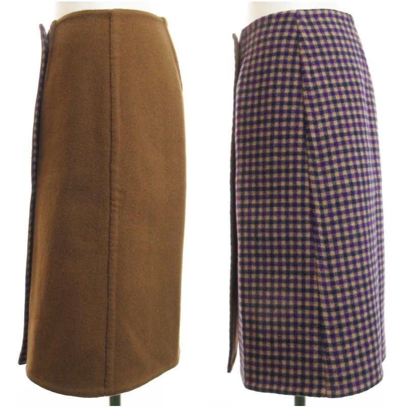 イエナ IENA Wフェイスリバーシブルミッドカーフスカート チェック柄  