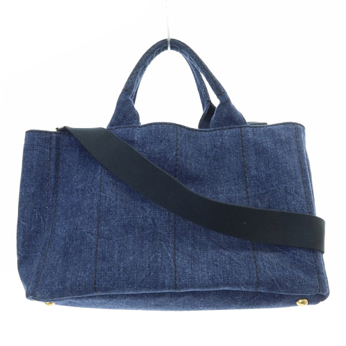 プラダ PRADA カナパ デニム 2way ショルダーバッグ ハンドバッグ ロゴ 