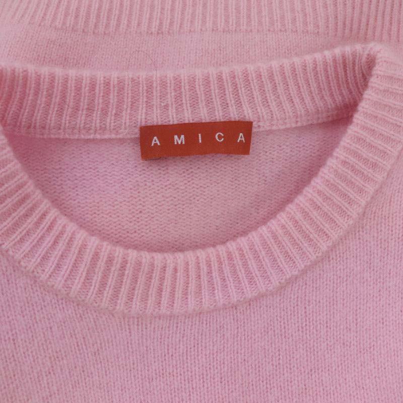 アミカ AMICA CASHMERE KNIT ニット セーター 長袖 カシミヤ M ピンク 