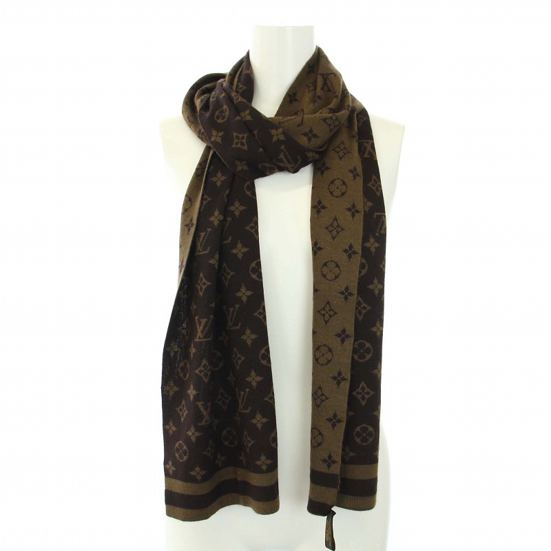 ルイヴィトン LOUIS VUITTON カシミヤシルク モノグラムマフラー 