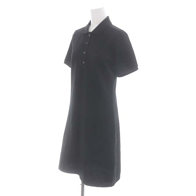ラコステ LACOSTE ポロワンピース 膝丈 半袖 ロゴワッペン 38 黒