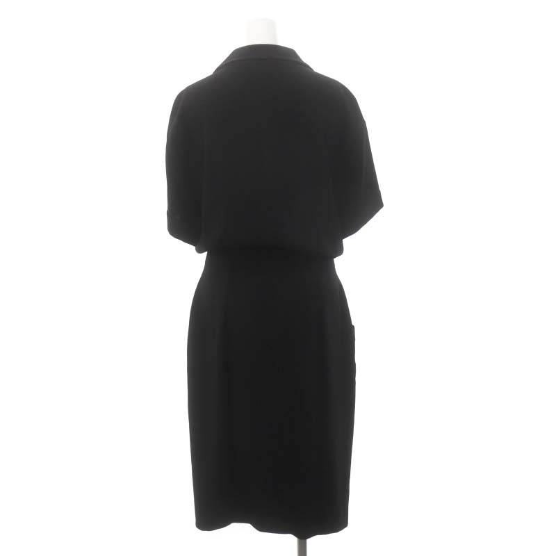 シャネル CHANEL 半袖ワンピース ロング ミモレ丈 黒 ブラック C-TK  