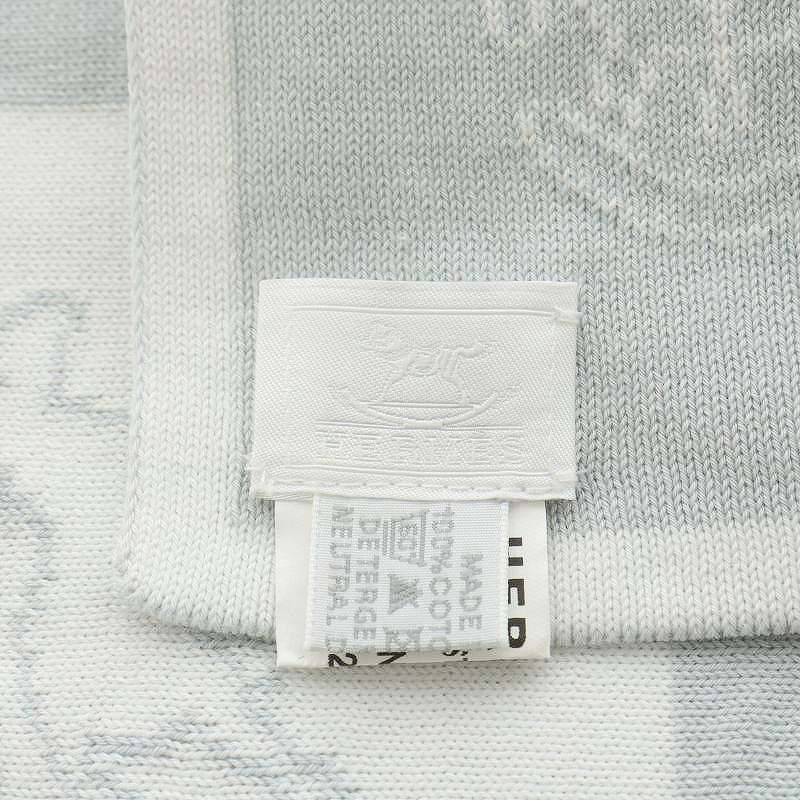 エルメス HERMES ベビーブランケット 木馬 コットン グレー 白