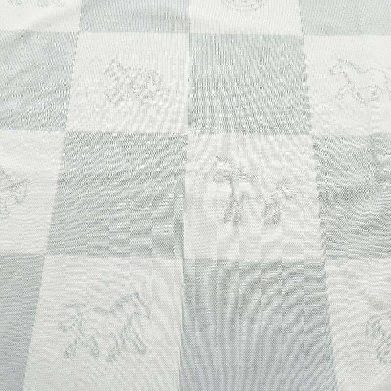 ＊未使用！HERMES ベビーブランケット 木馬＊ エルメス HERMES ベビーブランケット 木馬 コットン グレー 白