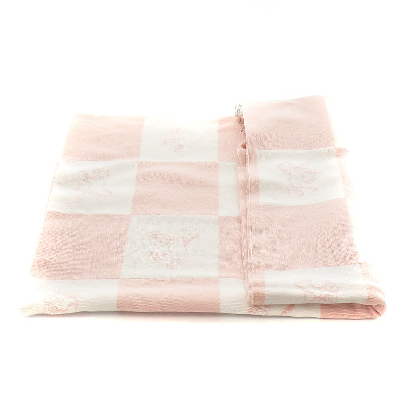 未使用品 エルメス HERMES ベビーブランケット 木馬 コットン ピンク  