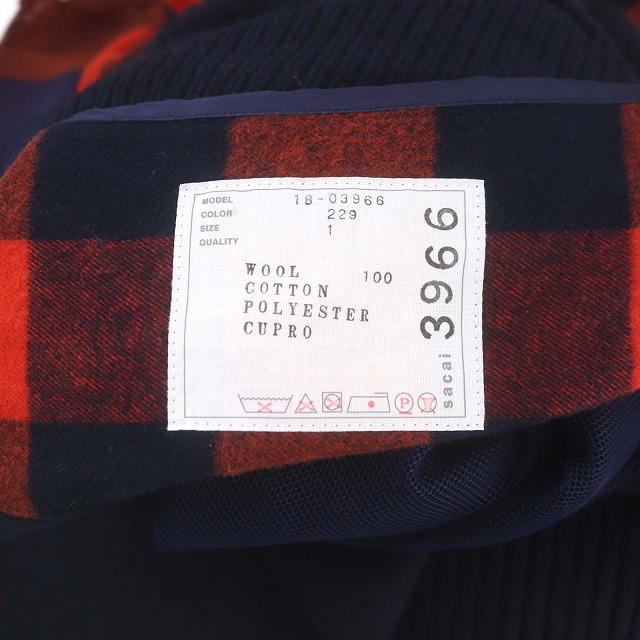 サカイ sacai ハイネックドッキングニットワンピース チェック 切替 