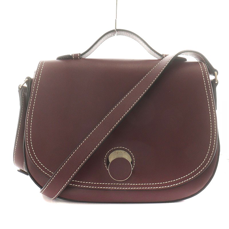 agnes b ボルドー色トートバッグ ＊送料無料です＊ （アニエスベー  