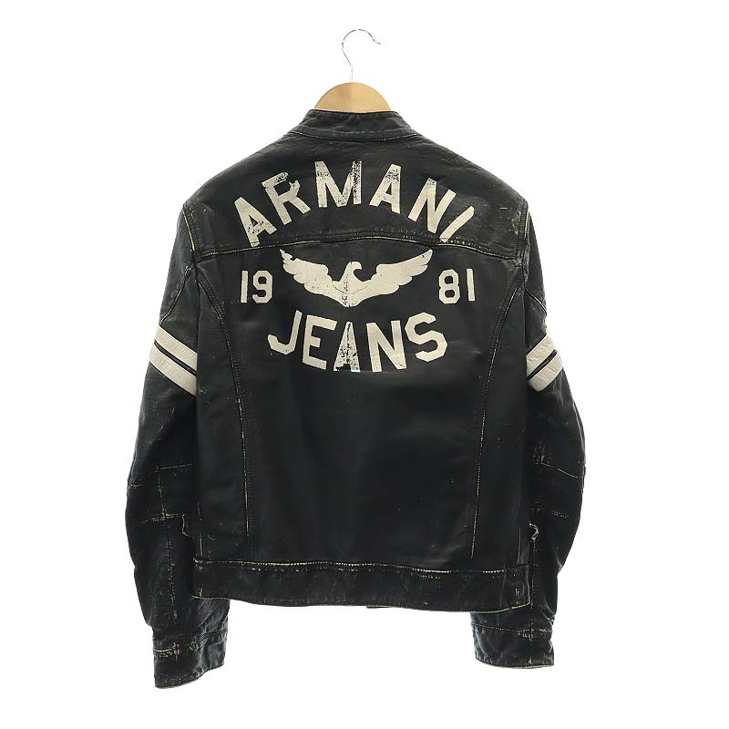 アルマーニジーンズ ライダースジャケット S 本革 M シングル HH9484  