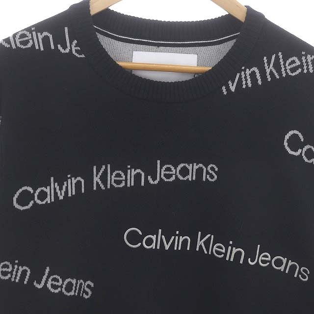 CALVIN KLEIN JEANS ロゴセーター M カルバンクラインジーンズ ブラック ニットセーター ロゴ入り 黒 XL